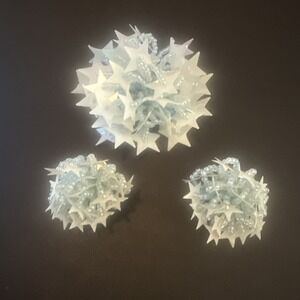 Ice Blue beaded sequin star vintage brooch pin & earring‎ jewelry set Japan